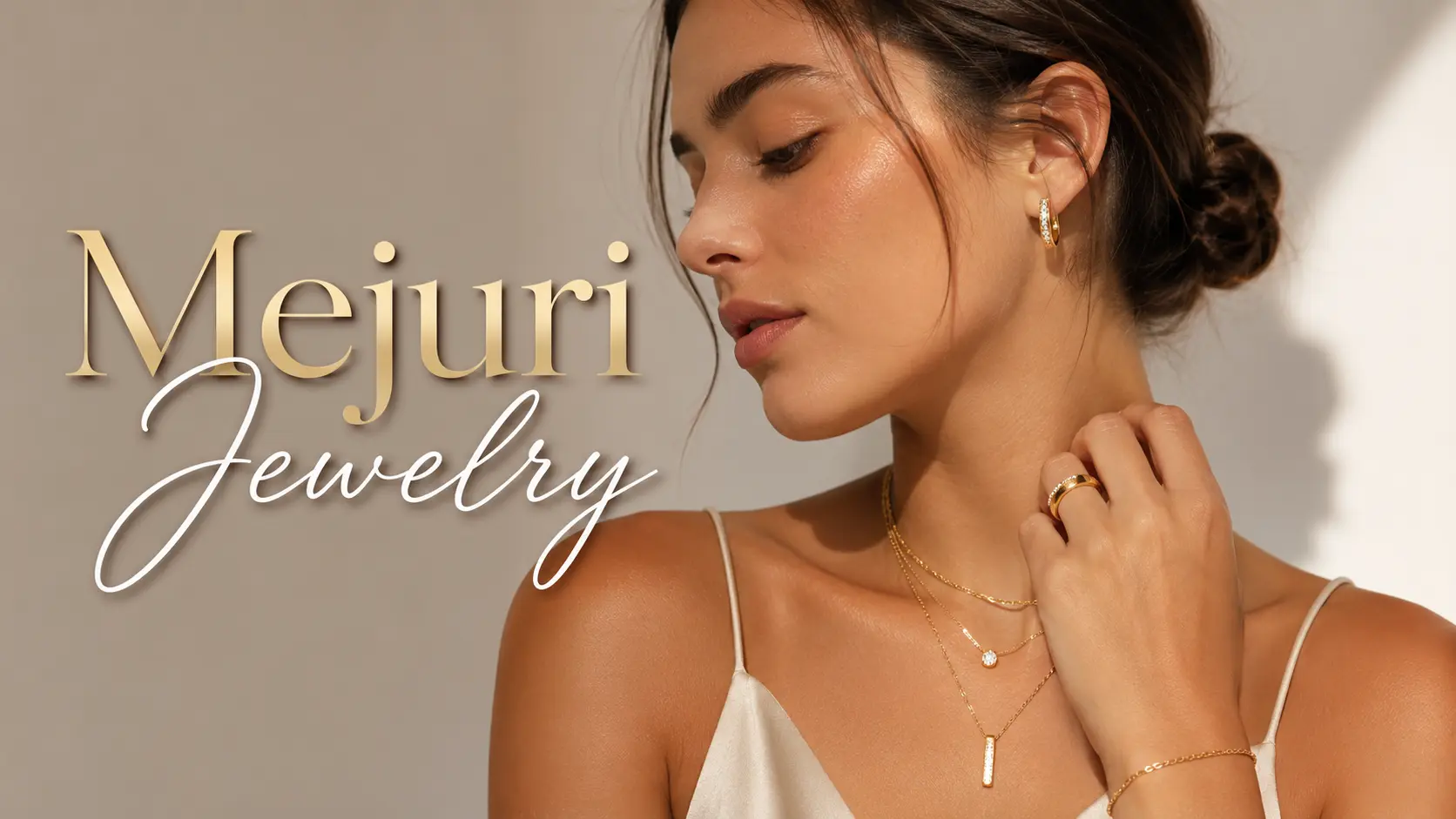 Close up view of Mejuri jewelry showing craftsmanship details